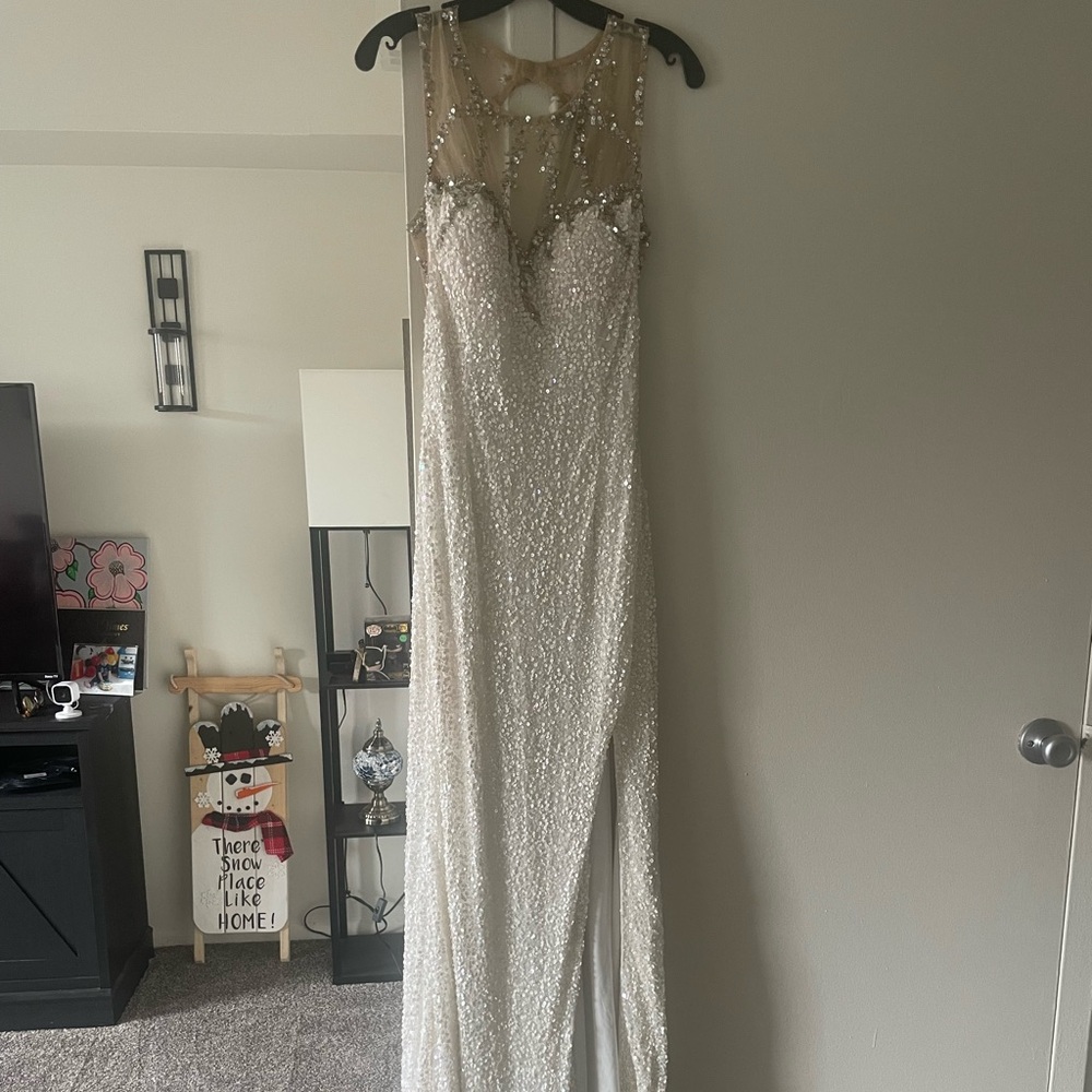 Elegant Silver Sequin Gown